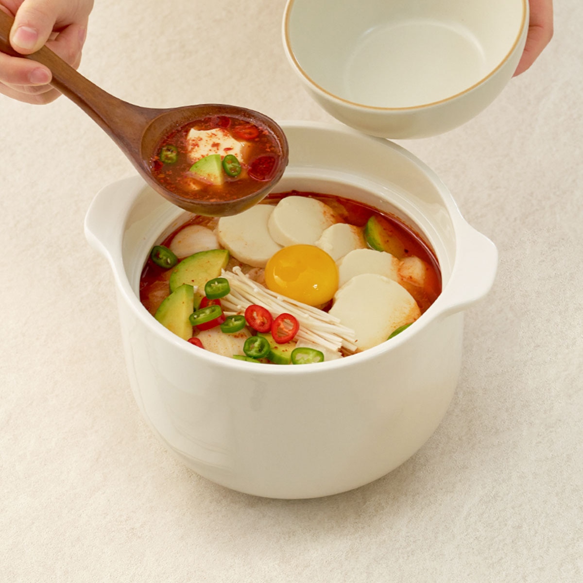 윤도자기 전자레인지용 저당밥솥 세트