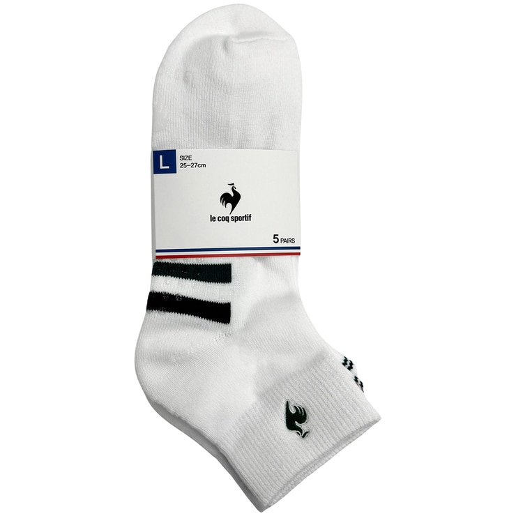 르꼬끄스포르티브 성인 파일 양말 5족 - 라지 화이트