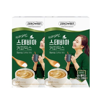 펄세스 제로윗 디카페인 스테비아 커피믹스 9g x 100t x 2