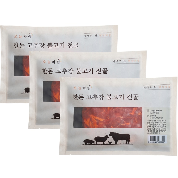 오늘차림 한돈 고추장 불고기전골 1,150g x 3ea 오늘차림 한돈 고추장 불고기전골 1,150g x 3ea
