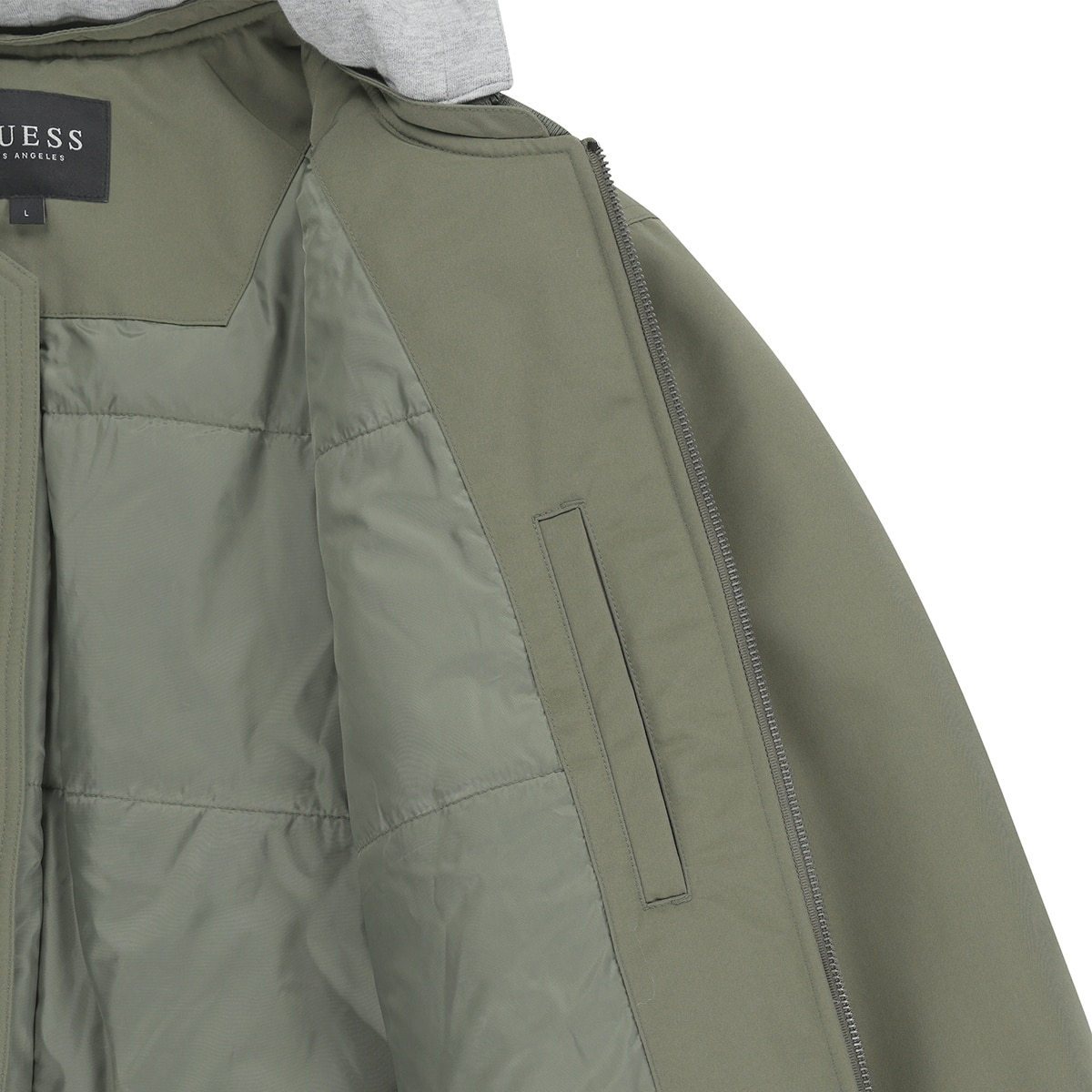 게스 남성 후디 보머 자켓 - 카키