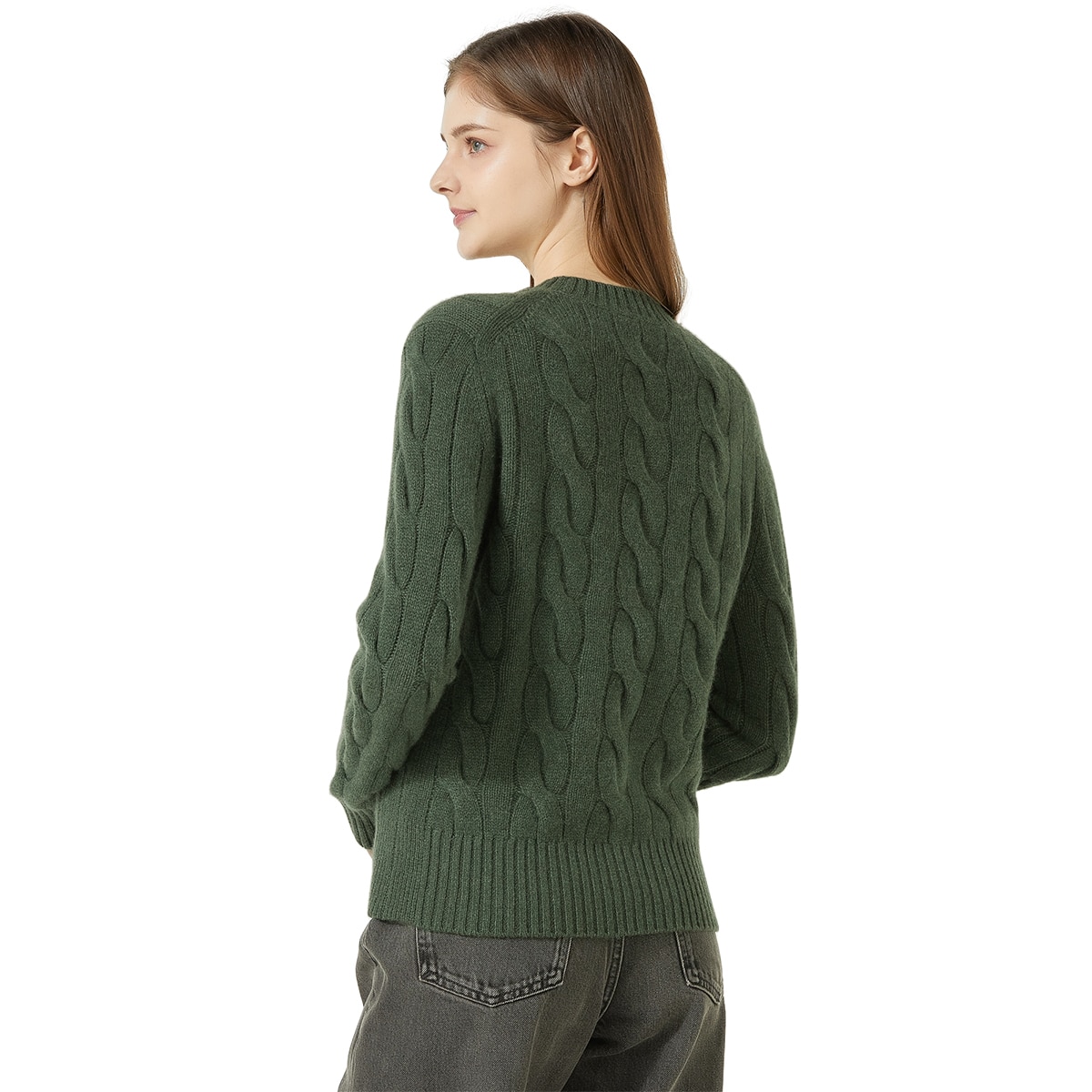 리디아 바인 여성 울 캐시미어 케이블 스웨터 - 그린, S 리디아 바인 여성 울 캐시미어 케이블 스웨터 - 그린, S