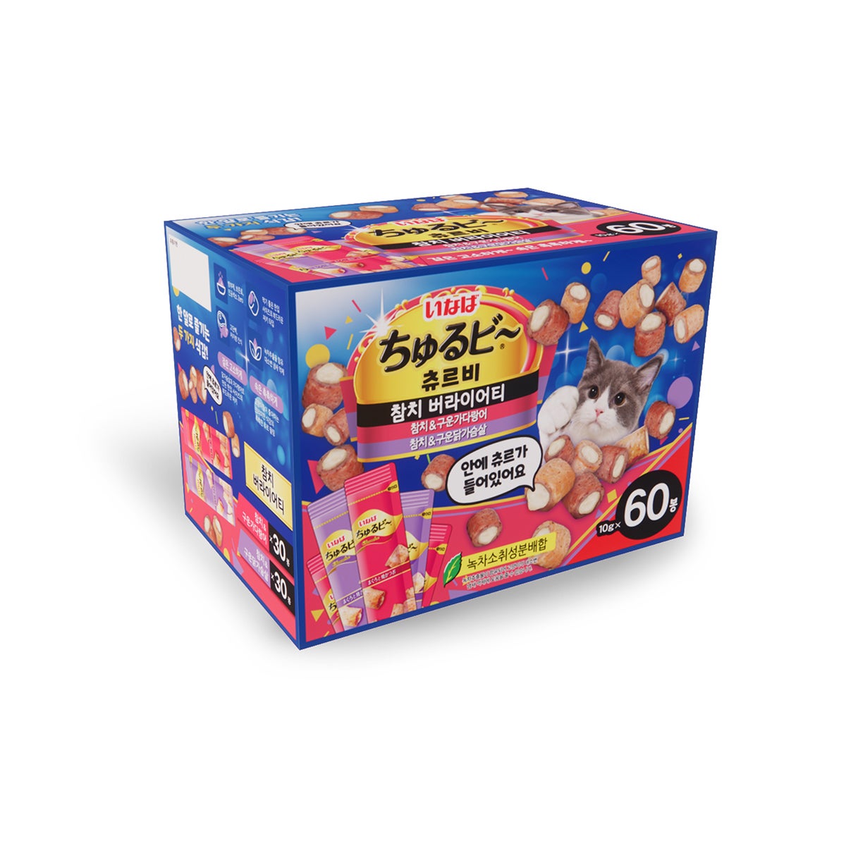 이나바 츄르비 버라이어티 고양이 간식 10g x 60봉 이나바 츄르비 버라이어티 고양이 간식 10g x 60봉