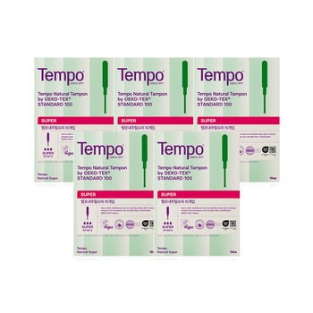 템포 내추럴 유기농 순면 탐폰 16개 X 5팩