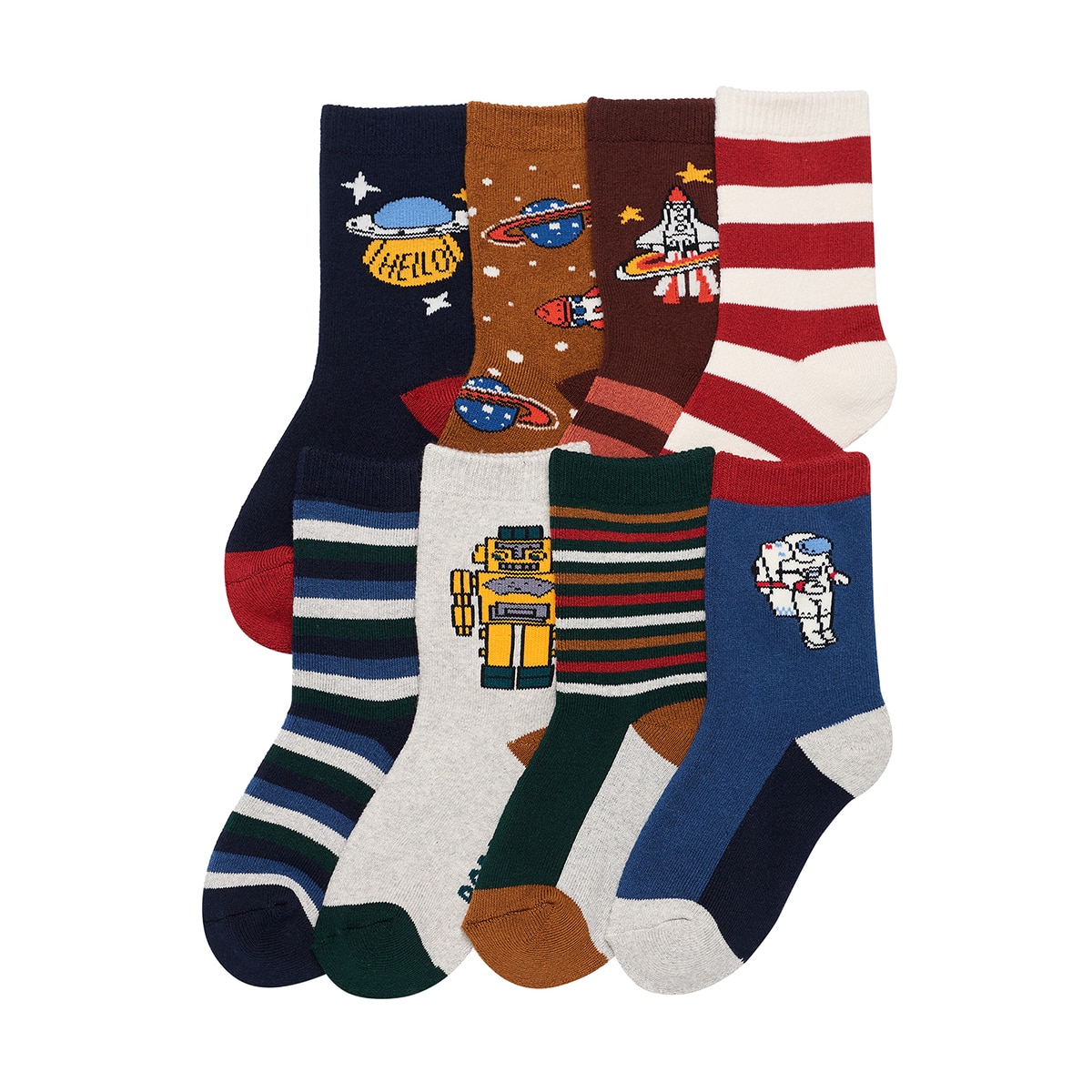 싹스탑 남아 모달 파일 양말 8족 - 통파일, S(160mm - 180mm)