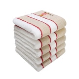 테디베어 선염 세면타월 5P - 베이지레드