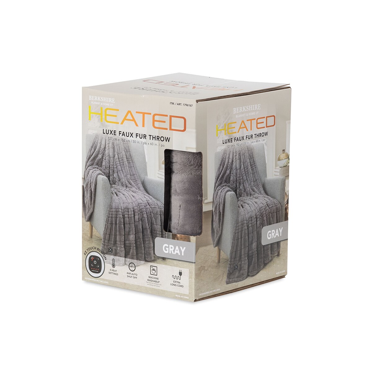 Berkshire 전기 담요 127 x 152cm - 그레이 Berkshire 전기 담요 127 x 152cm - 그레이