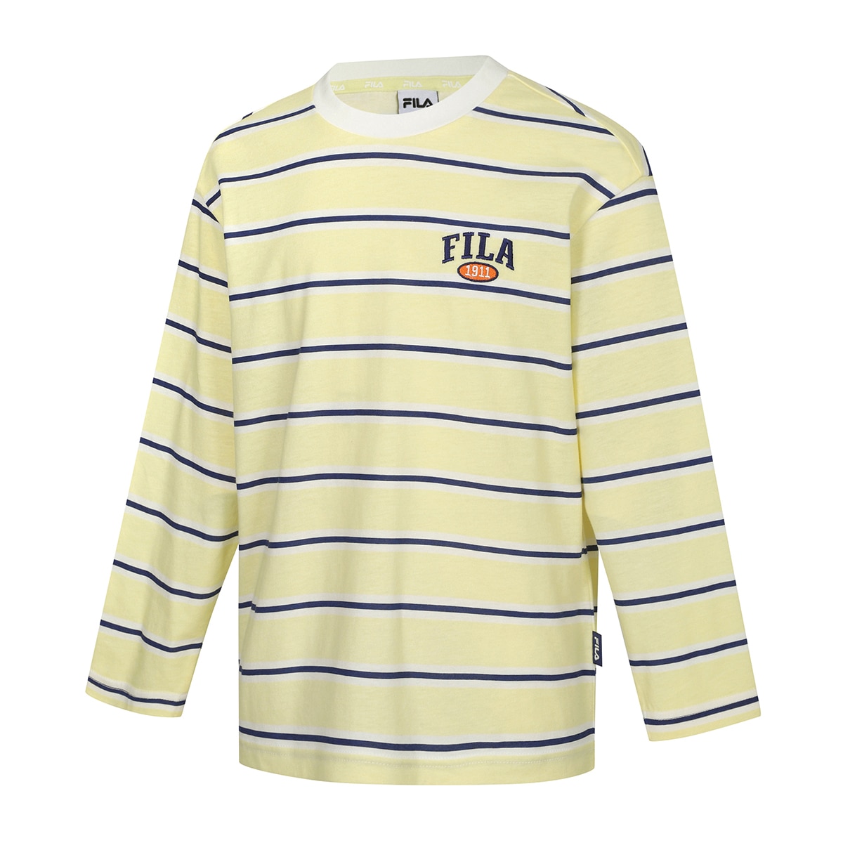 휠라 키즈 스트라이프 티셔츠 - 옐로우, 165