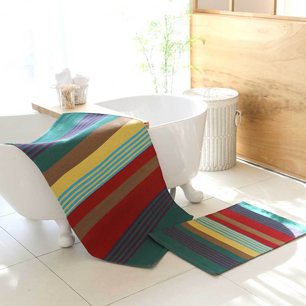 오리고 선염 코튼 엑센트 러그 50x70cm - 피콕스윙