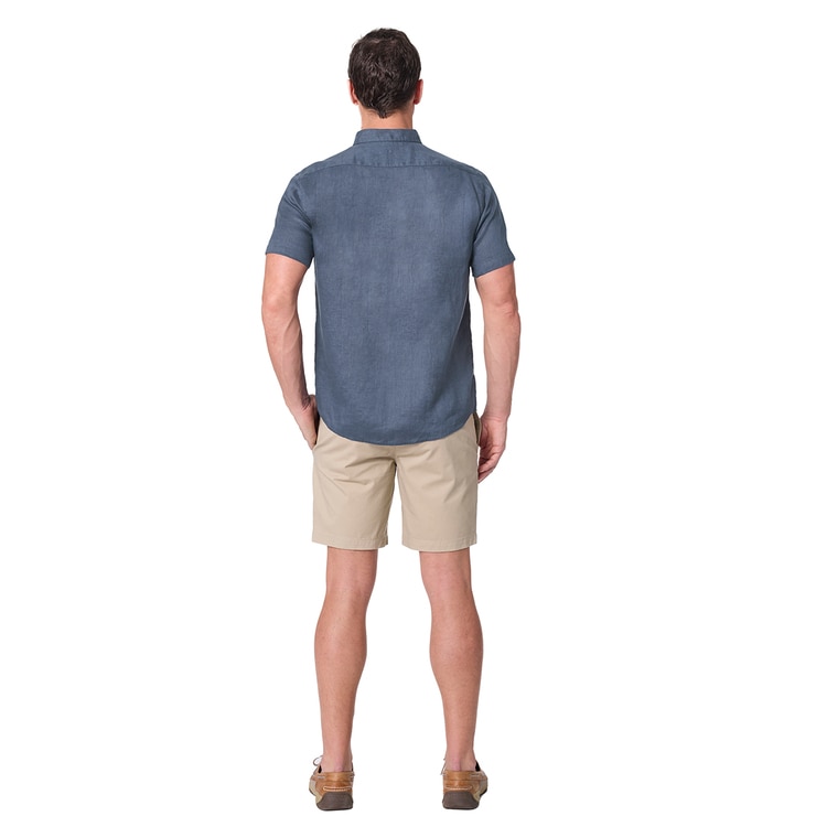 Tailor Vintage 남성 반소매 린넨 셔츠 - 네이비(사르가소 씨)