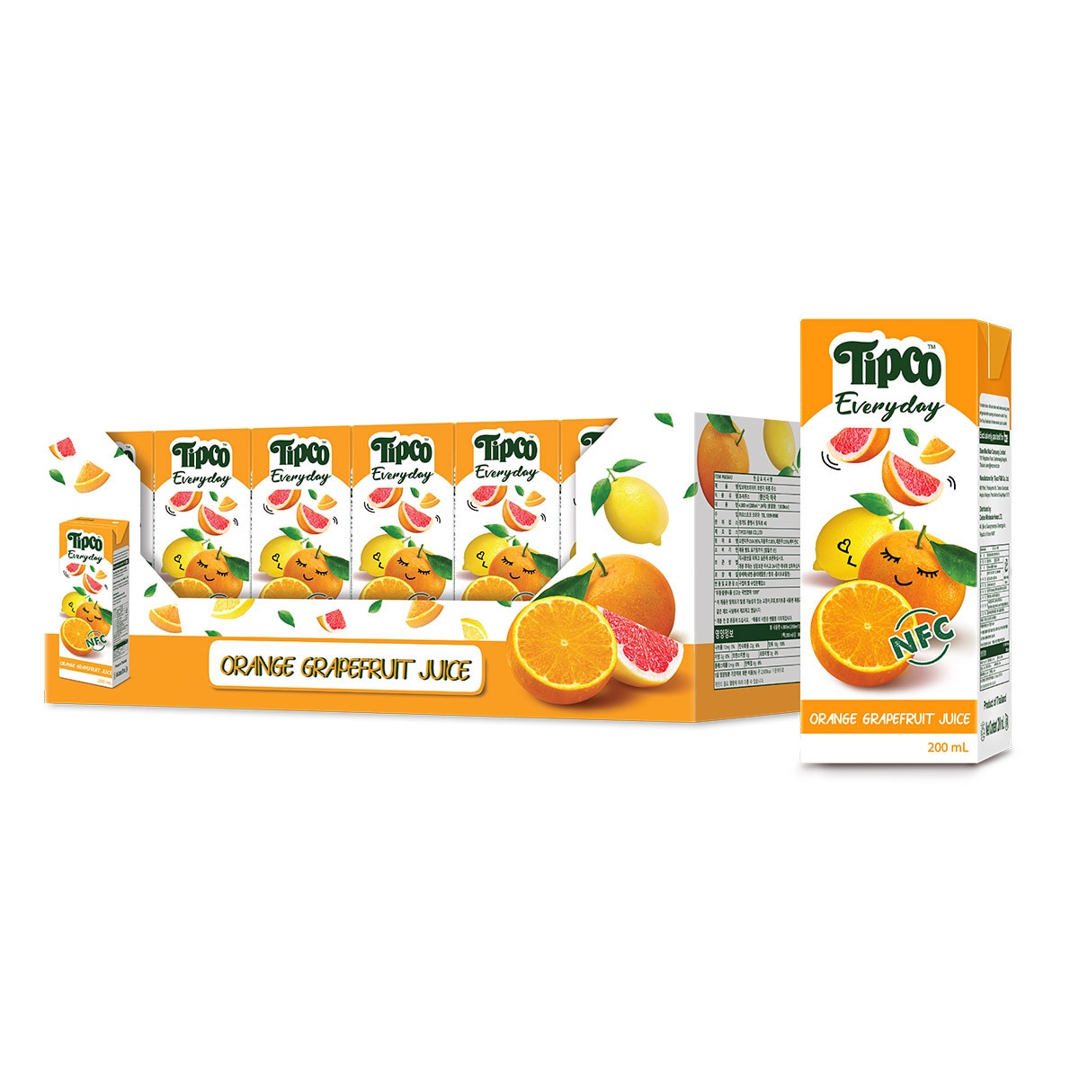 TIPCO 오렌지자몽착즙주스 200ml x 24