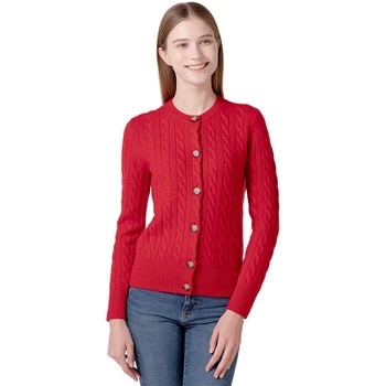 리디아 바인 여성 캐시미어 100% 케이블 가디건