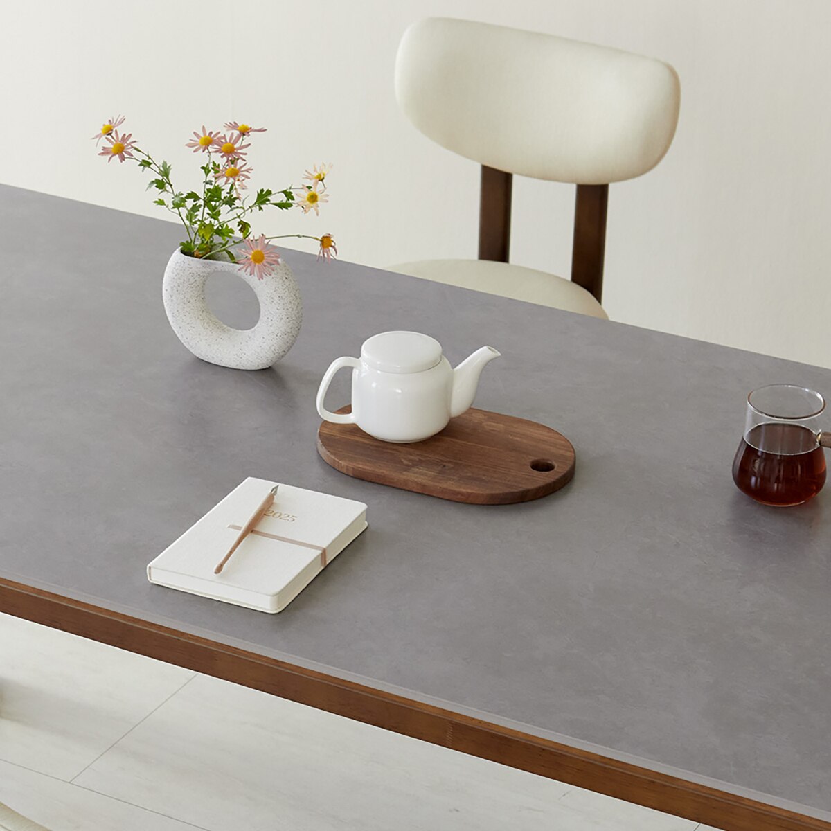 헤이지 세라믹 식탁 세트 6인 - 월넛, 마블 그레이 헤이지 세라믹 식탁 세트 6인 - 월넛, 마블 그레이