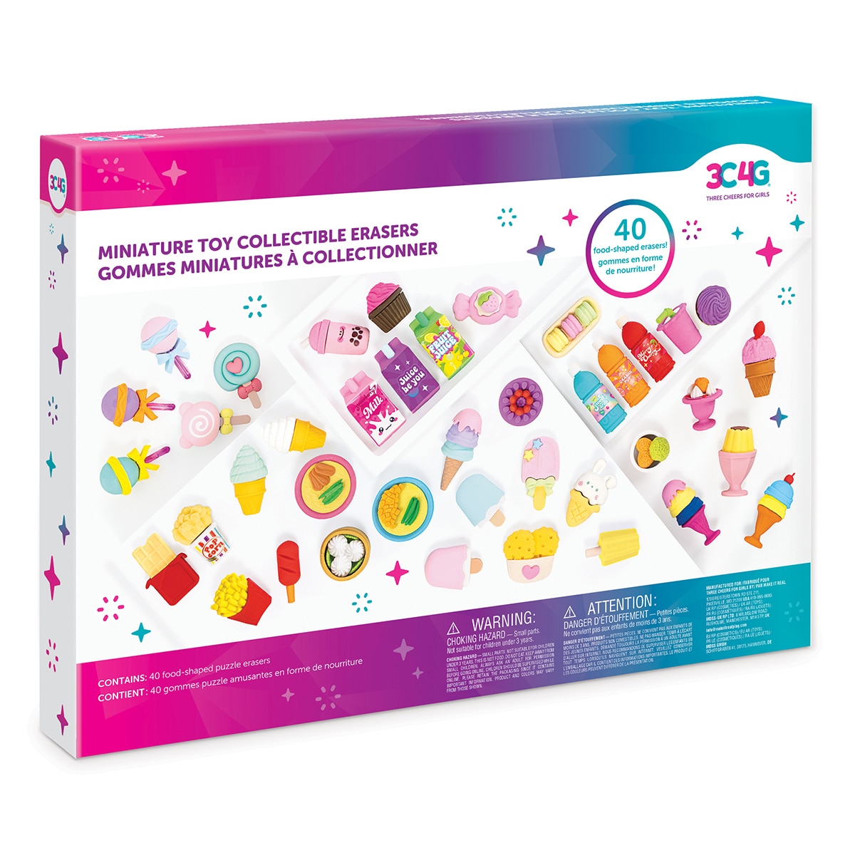 3C4G 스낵스 앤 스위츠 퍼즐 지우개 40개 세트