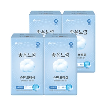 좋은느낌 좋은순면 슬림 날개 대형 32개 x 4팩