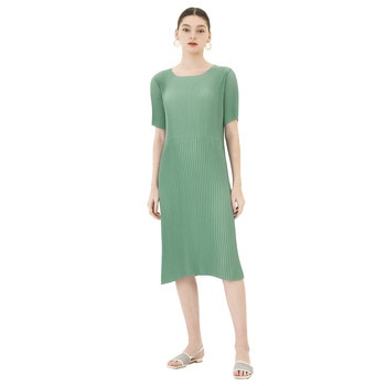 요이츠 여성 반소매 플리츠 드레스 요이츠 여성 반소매 플리츠 드레스