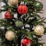 크리스마스 100mm 오너먼트 장식 18개 세트 - 레드/그린