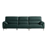 다우닝 데이지 전체 천연가죽 소파 4인 - 딥그린