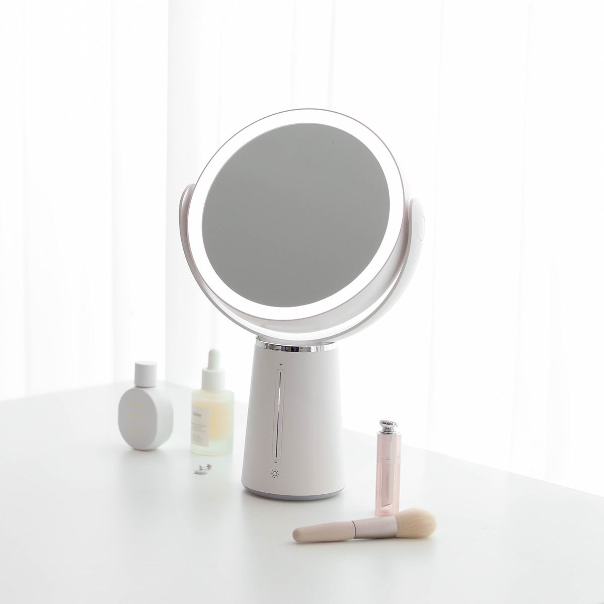 무아스 360도 회전 듀얼 무선 LED 거울 MLMMR9