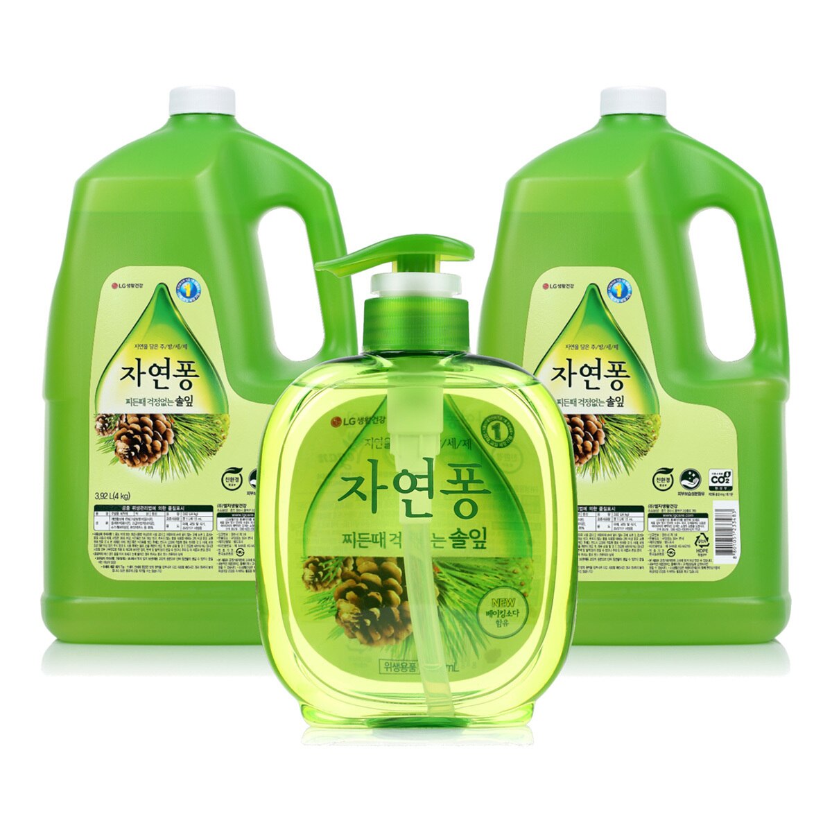 자연퐁 솔잎 주방세제 490ml + 리필 3.92L x 2 통