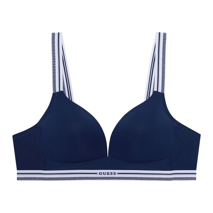 게스 여성 노와이어 로고밴드 브라 2매 - 화이트/네이비, 85A