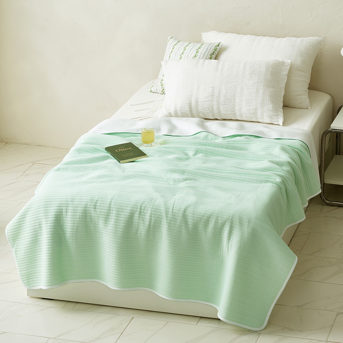 April At Home 양면 냉감 핀코트 여름 이불 - 싱글, 그린