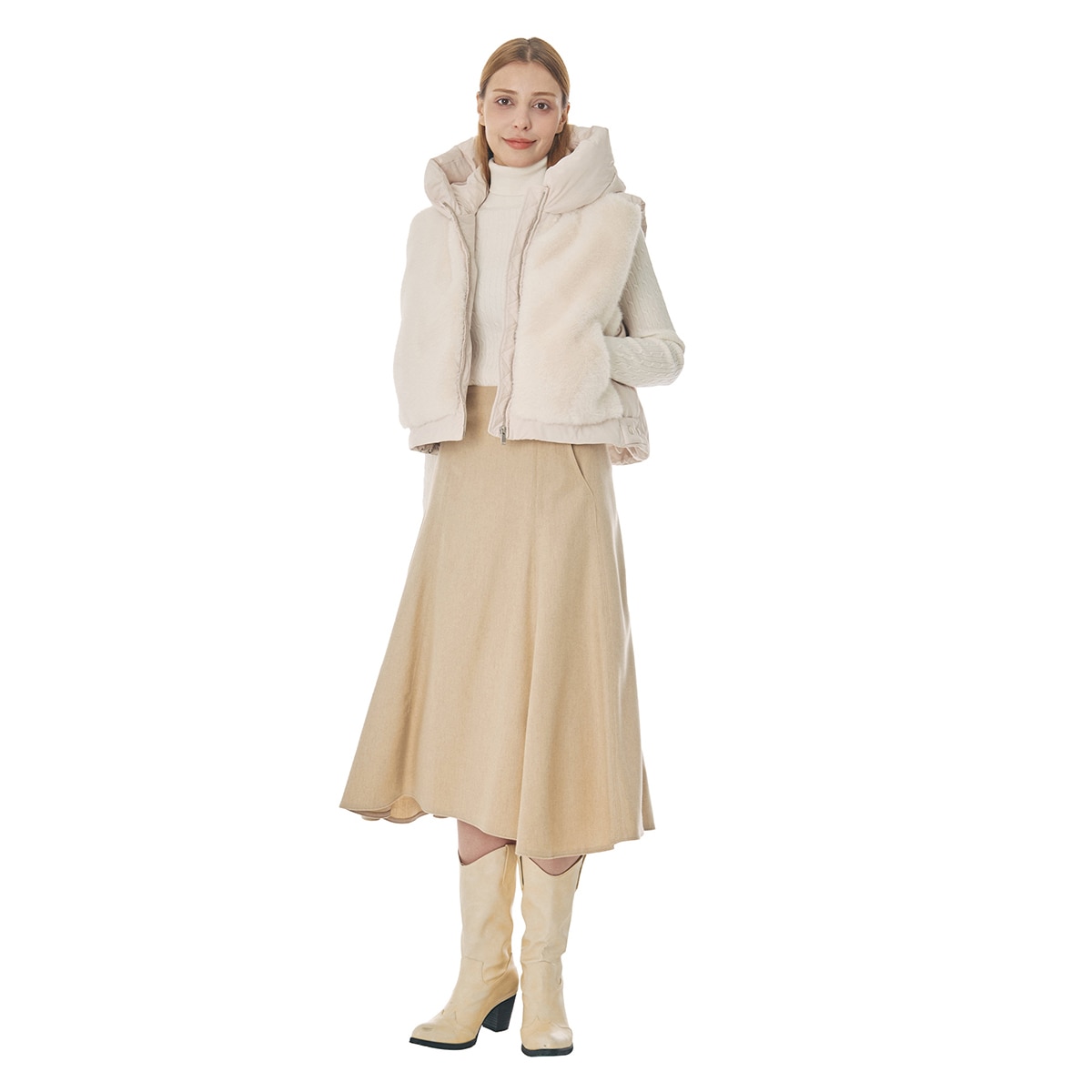 SOUP 여성 인조퍼 다운 베스트 - 아이보리 SOUP 여성 인조퍼 다운 베스트 - 아이보리