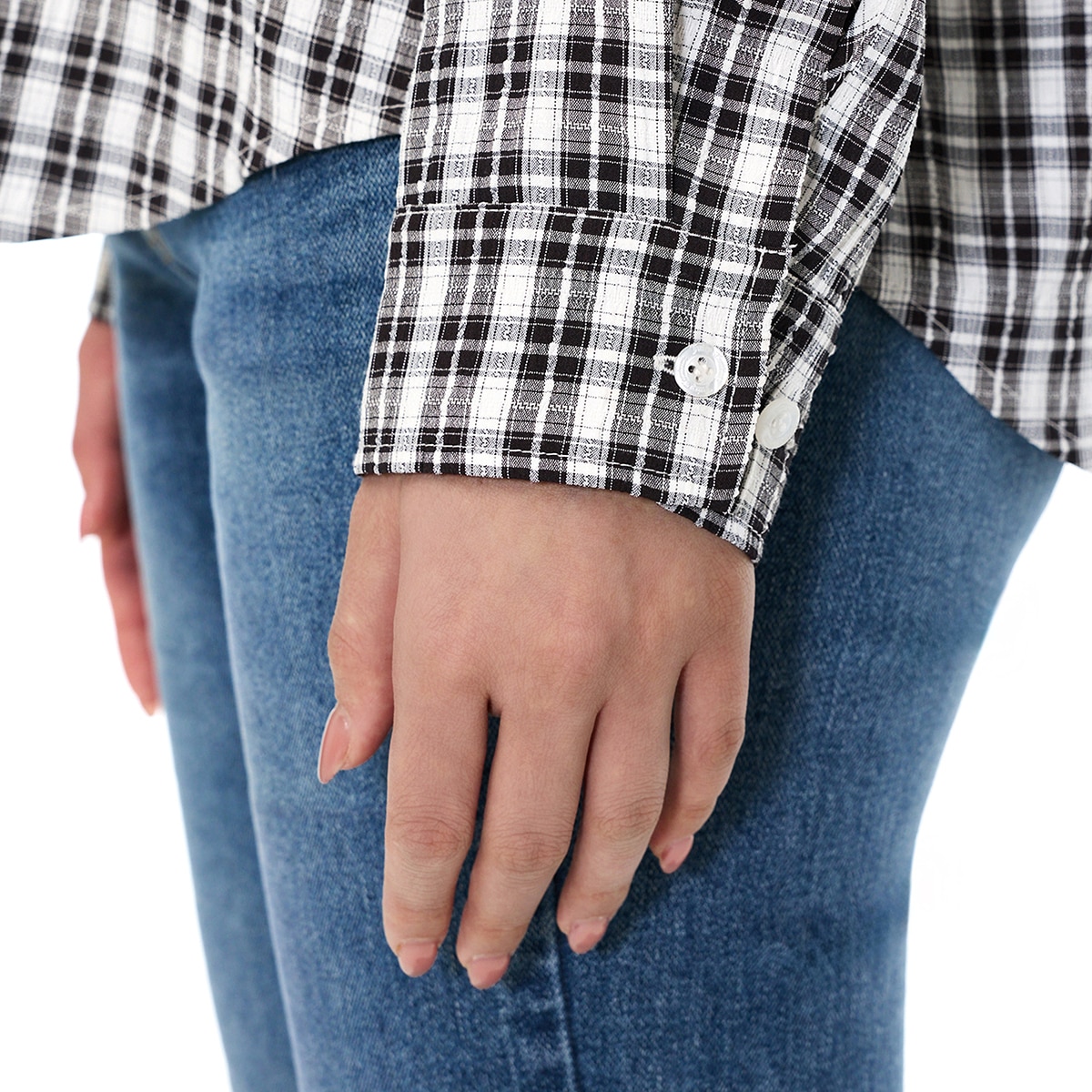 쥬시꾸뛰르 여성 체크 셔츠 - 블랙, M/L