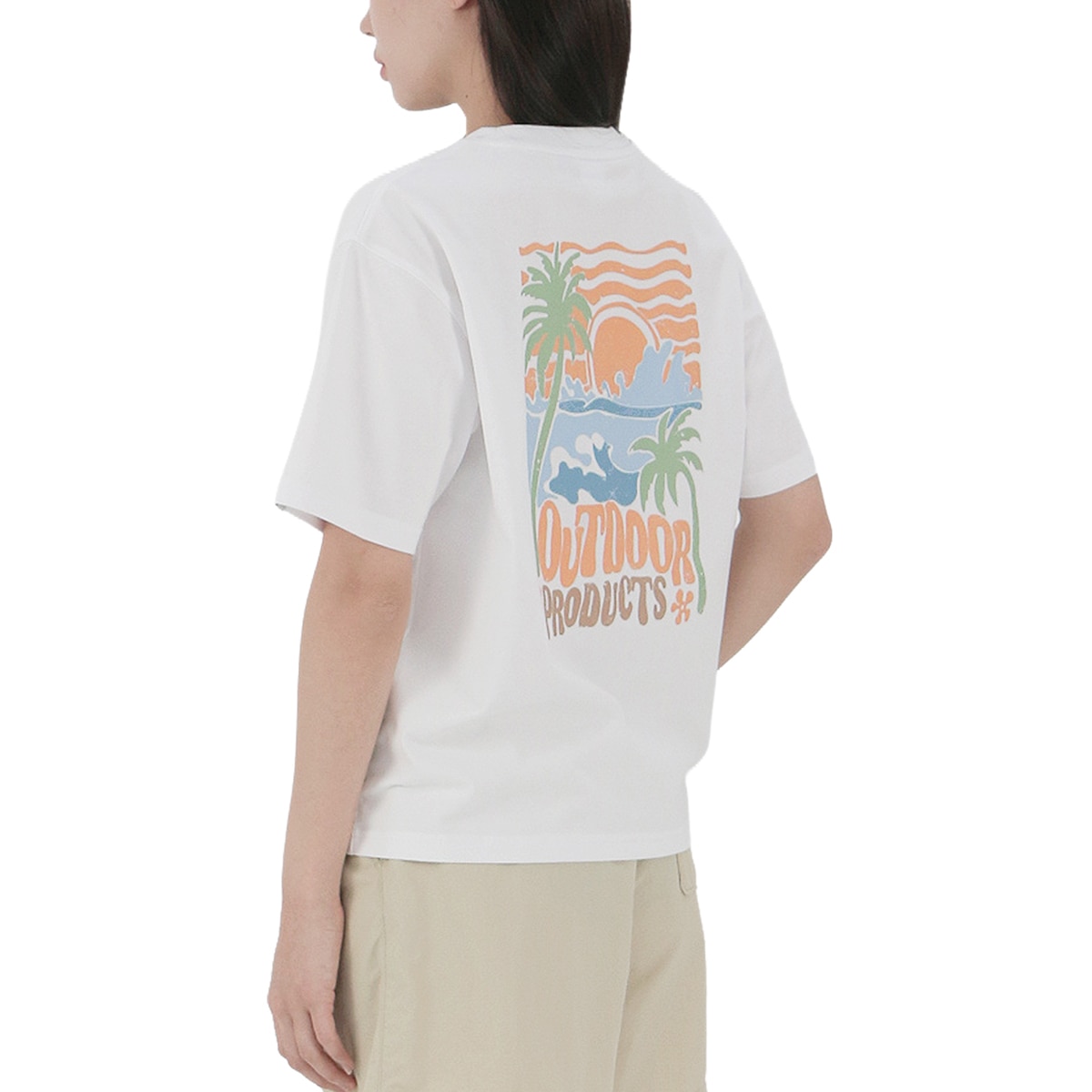 아웃도어 프로덕츠 여성 반소매 티셔츠 - 선셋 화이트, S