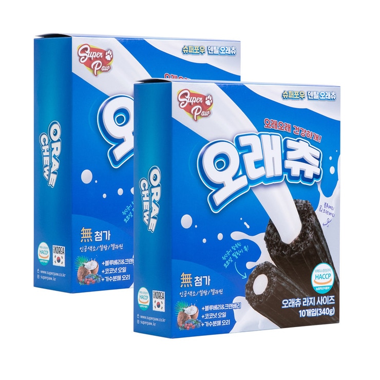 슈퍼포우 강아지 껌 10p x 2 (L) - 오래츄 슈퍼포우 강아지 껌 10p x 2 (L) - 오래츄