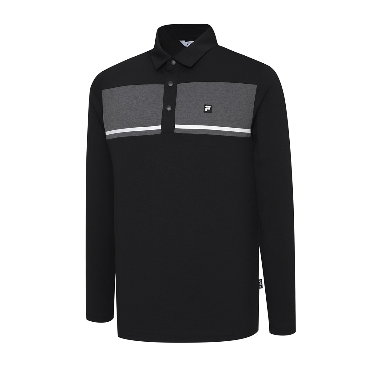 휠라 골프 남성 긴팔 폴로티 - 블랙