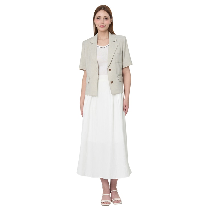 SOUP 여성 반소매 투버튼 재킷 - 라이트 베이지, M