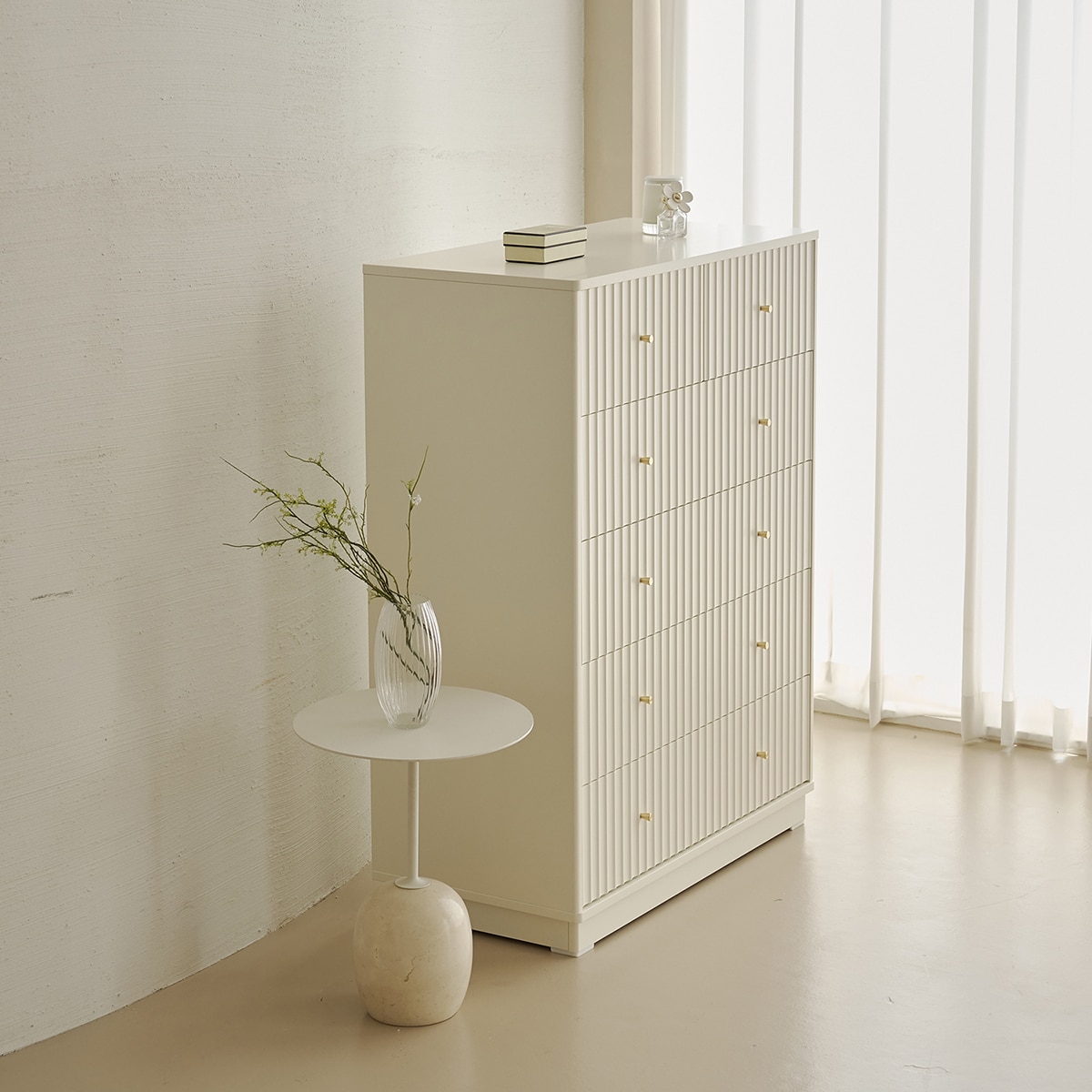 더원 화이트 템버 5단 서랍장 (900) 더원 화이트 템버 5단 서랍장 (900)