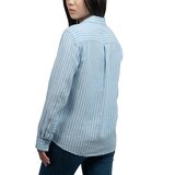 잭스 여성 리넨 스트라이프 셔츠 - 블루, M