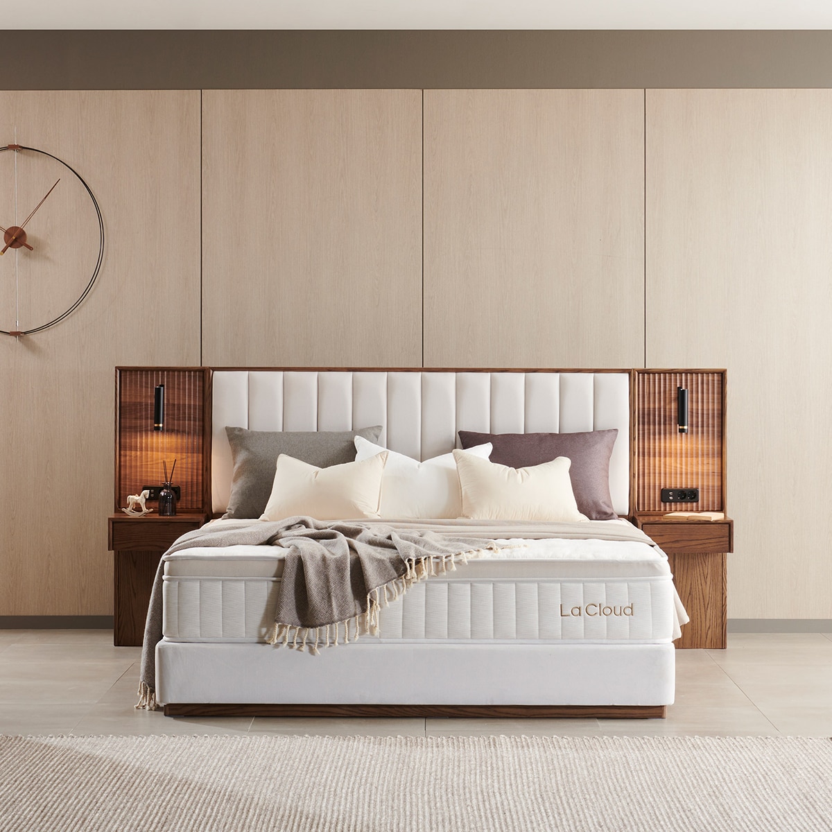 라클라우드 시에스타 패브릭원목 침대프레임-퀸/킹