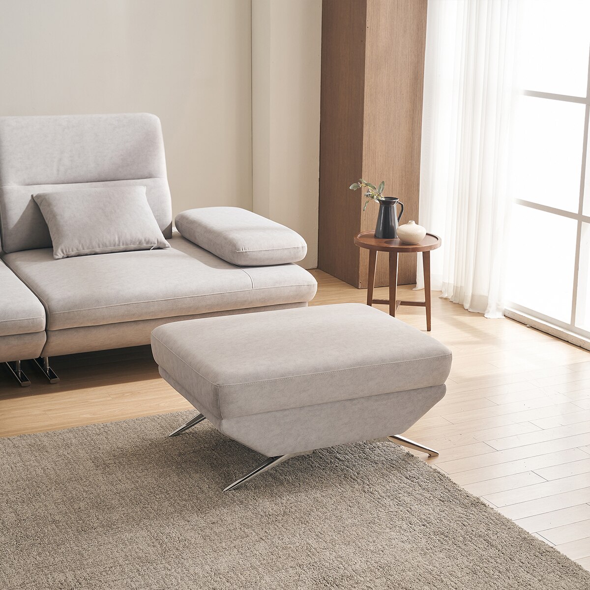 라클라우드 그랑블 스윙 기능성패브릭 4인 소파 + 스툴 - 라이트그레이