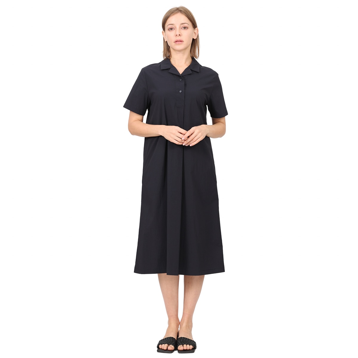 레니본 여성 나일론 카라 원피스 - 네이비