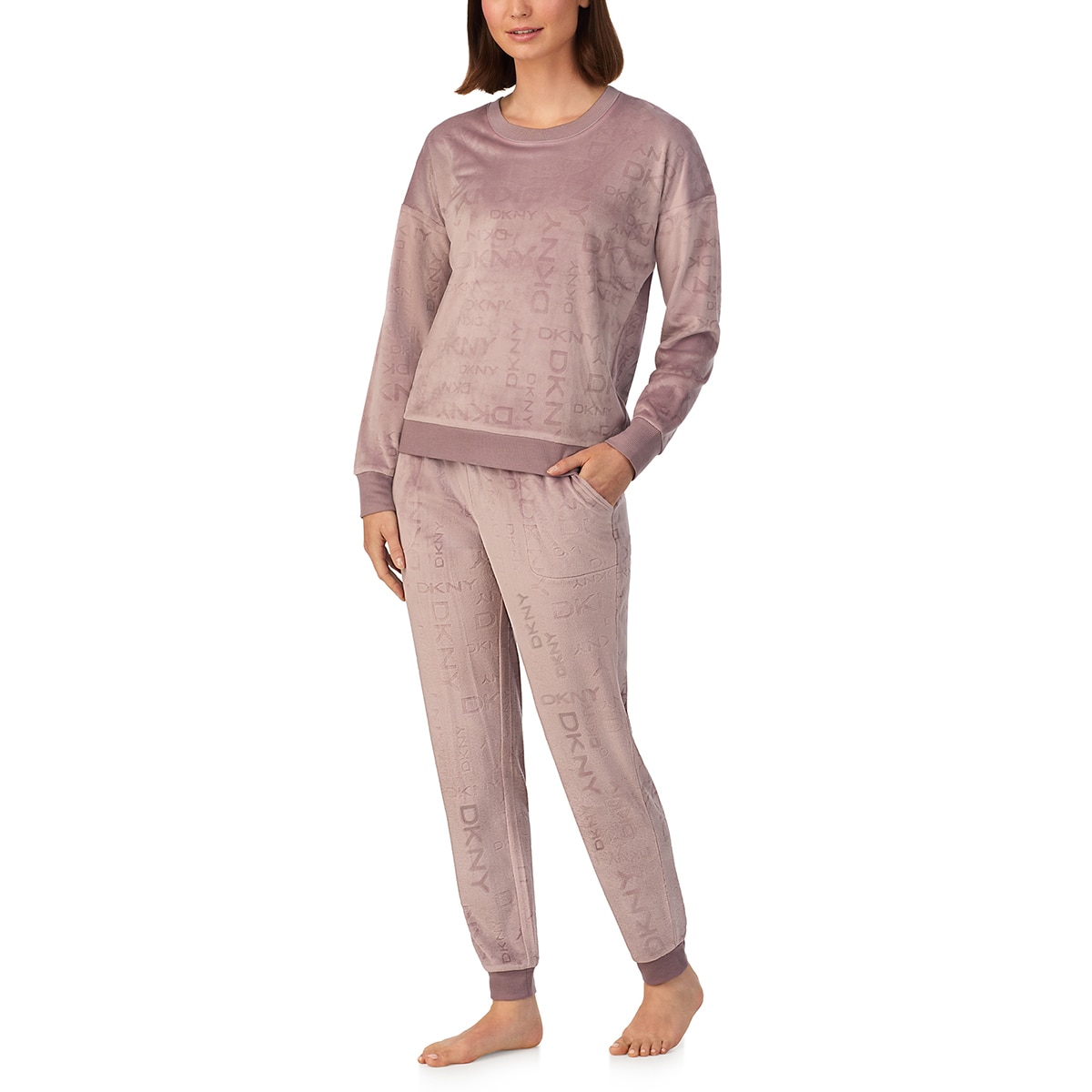 DKNY 여성 플러시 라운지 상하의 세트 - 토프 DKNY 여성 플러시 라운지 상하의 세트 - 토프