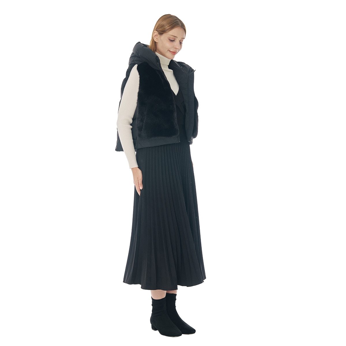 SOUP 여성 인조퍼 다운 베스트 - 블랙, S SOUP 여성 인조퍼 다운 베스트 - 블랙, S