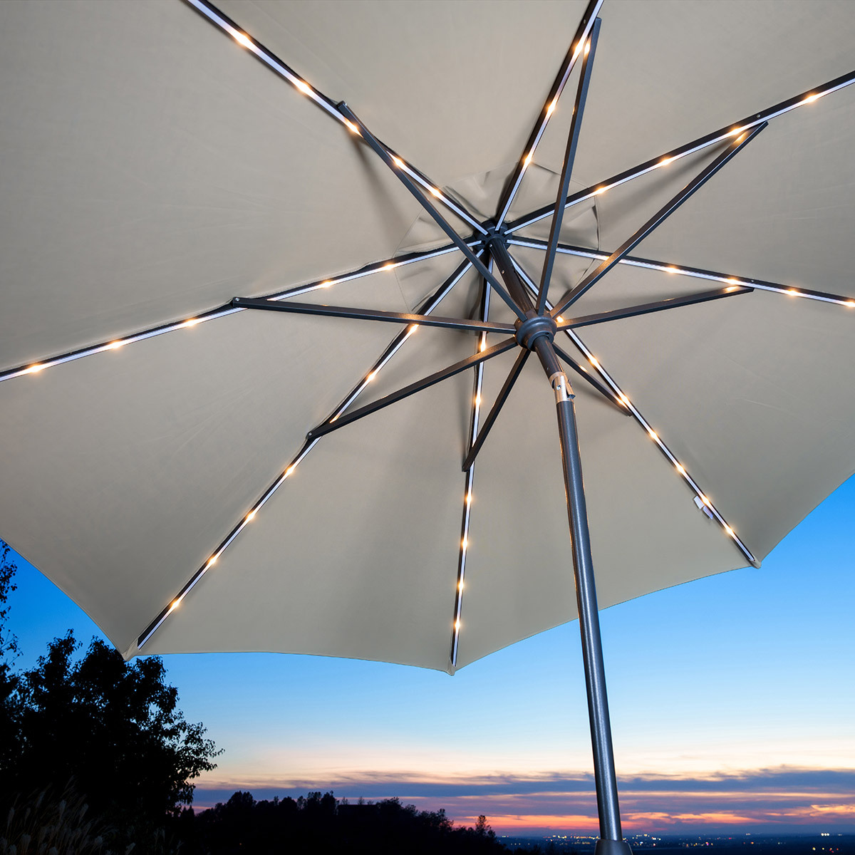 선빌라 LED 조명 우산, 지름 3.0m - 베이지