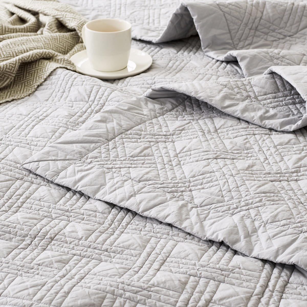 박홍근홈패션 워싱면 양모 스프레드 - 퀸, 그레이