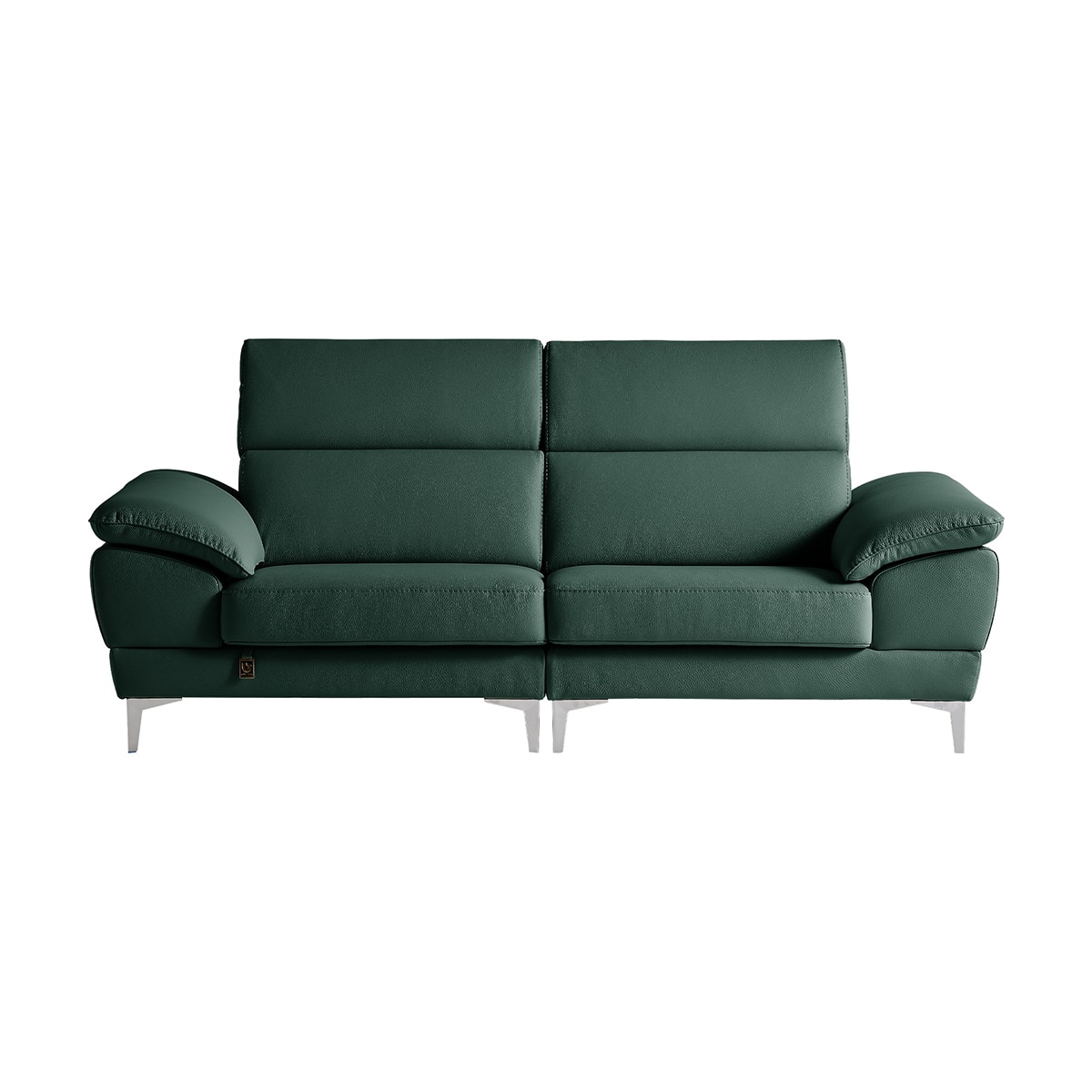 다우닝 마티에 헤드레스트 전체 천연가죽 소파 3인 - 딥그린