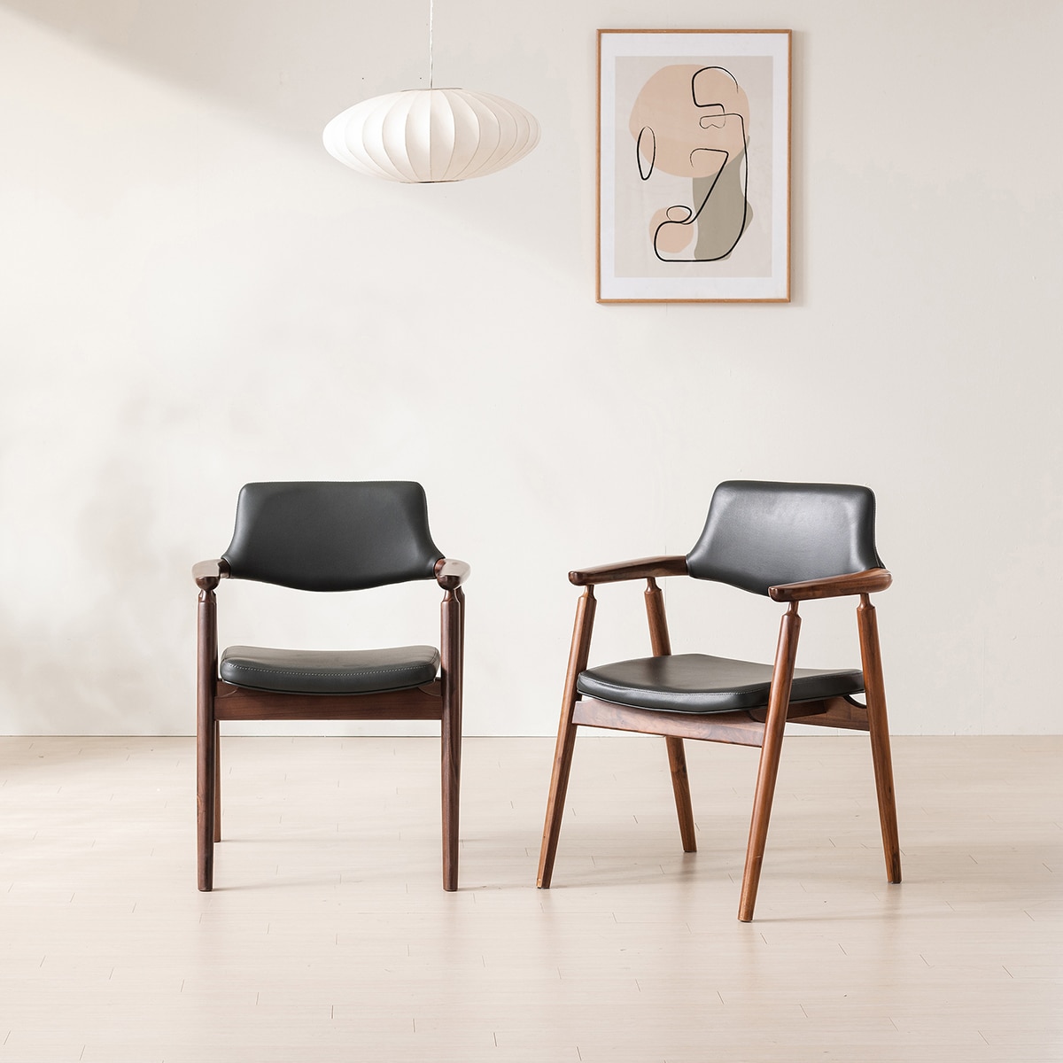 본톤 월넛 원목 의자 CS-048