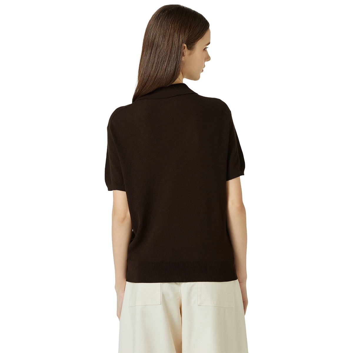 리디아 바인 여성 반소매 폴로 니트 - 브라운, L