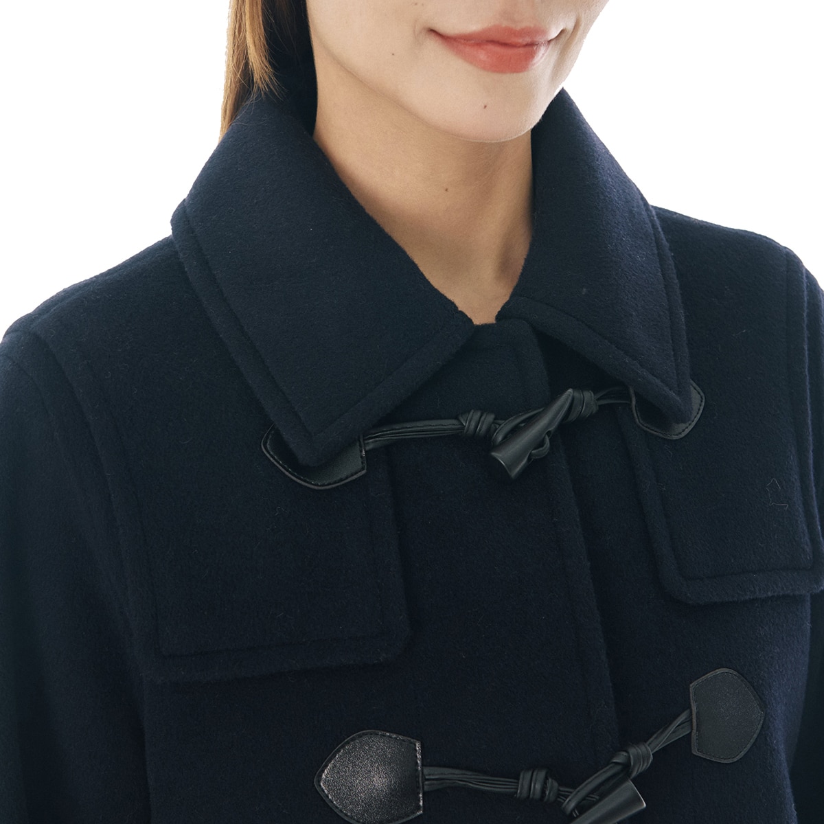 SOUP 여성 캐시미어 혼방 토글 숏 코트 - 다크 네이비
