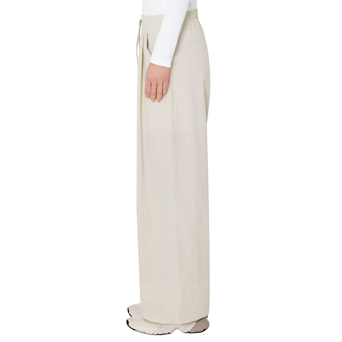 슬로기 여성 스트레치 와이드 팬츠 - 라이트 베이지, S