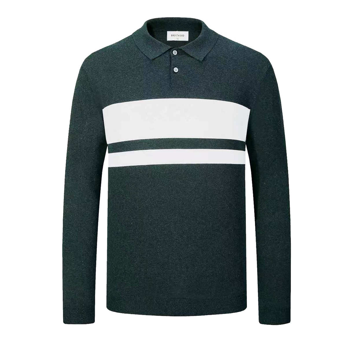 브렌우드 남성 긴소매 니트 폴로 - 그린, XL
