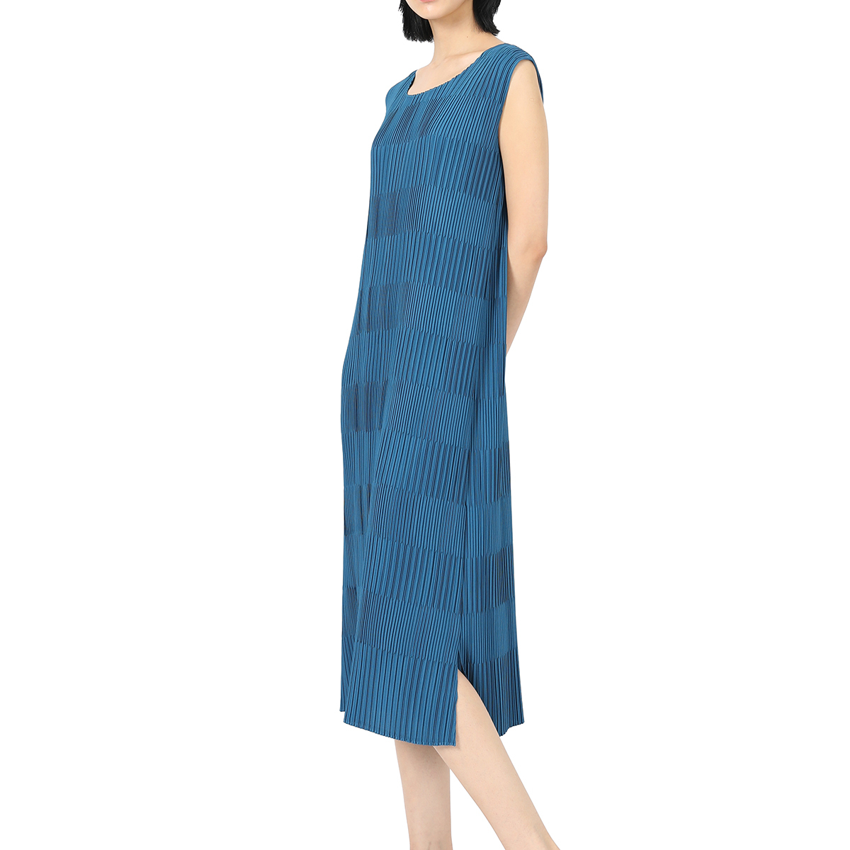 요이츠 여성 민소매 드레스 - 블루 솔리드