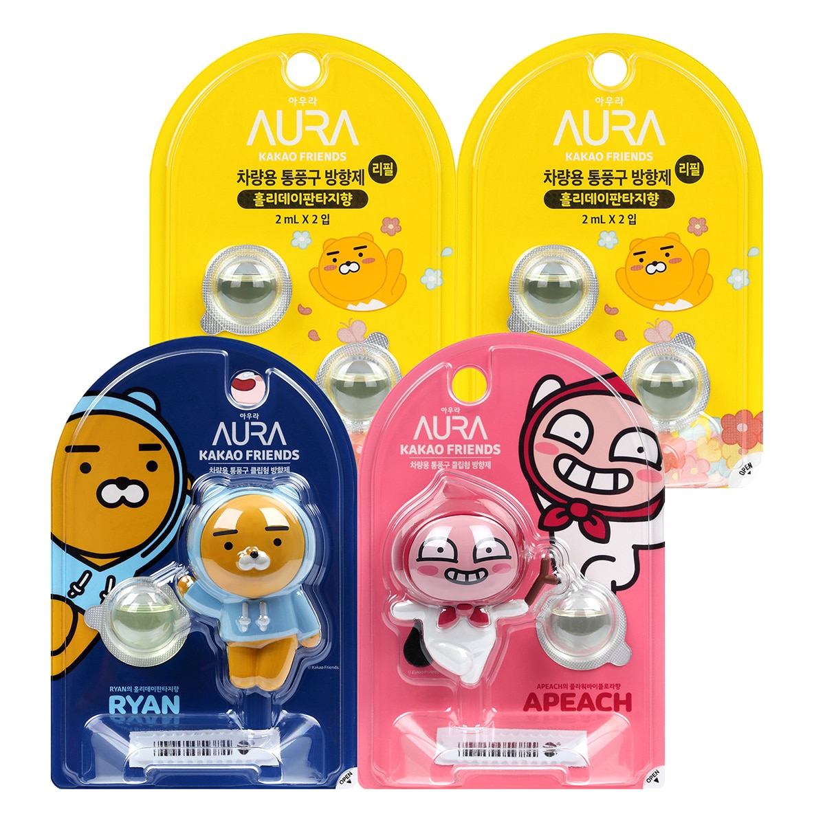 카카오 프렌즈 차량용 방향제 세트