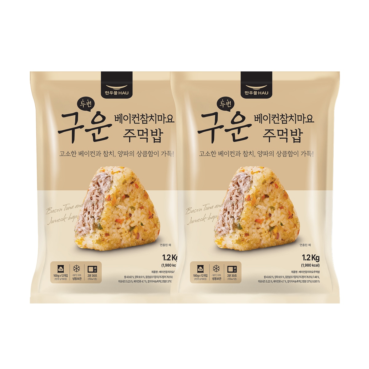 한우물 베이컨 참치마요 주먹밥 100g x 12 x 2